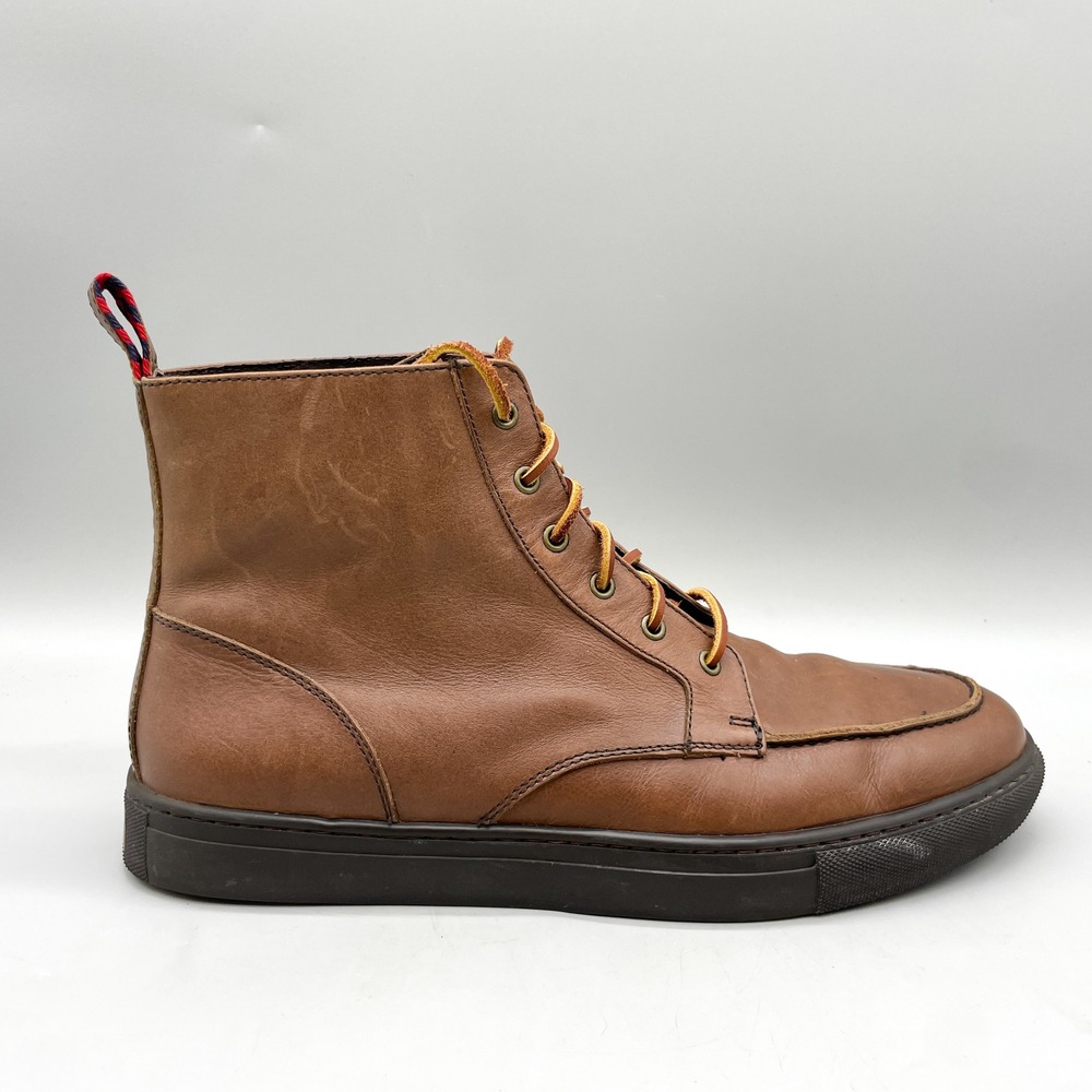 Polo Ralph Lauren Mens 12 D Jarrod Mid Moc Toe Boots Brown Leather Rugged Preppy